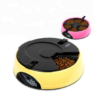 High Quality Luxury Recordable LED Display Six Portions Smart Automatic Auto Pets Dog Cat Food Water Feeder