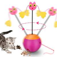 Pink Spinning feeder Cat Toy Ball Tumbler,Automatic Cat Laser Toy ,Cat Food Dispenser