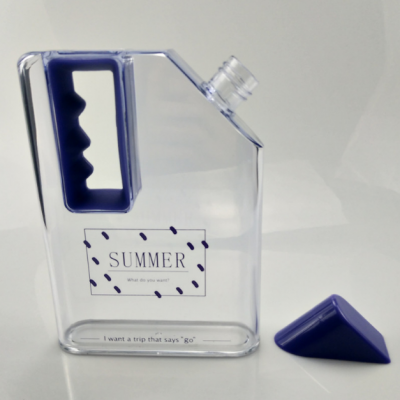 Custom Made OEM ODM Plastic PP A5 Flat Notebook Shaped Water Bottle