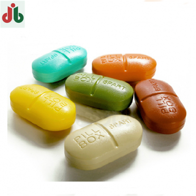 Plastic capsule shaped medical grade mini small six portions travel pill medicine box