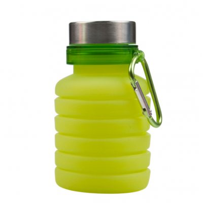 High quality food grade silicone PP stainless steel portable collapsible elastic stretchy water bottle 550ml for outdoor use