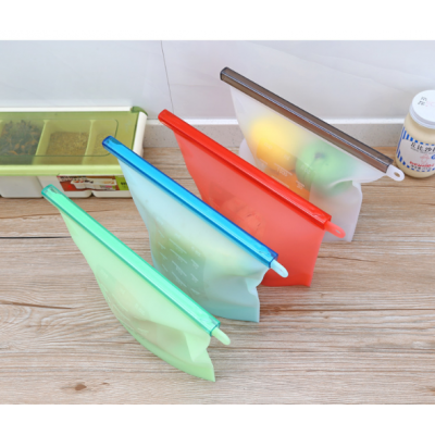 Food Grade Reusable Silicone No Leakage Food Fish Fruit Storage Retain Freshness Ziplock Bag