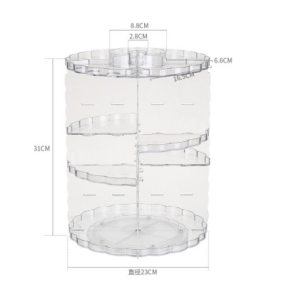 White Clear Color Cosmetic Storage Plastic Makeup Organizer 360 Degree Rotating