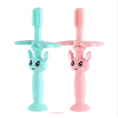 Factory Sale BPA Free Soft Silicone Cartoon Cute Baby Toothbrush, Tooth Brush for 6 Month Baby Training